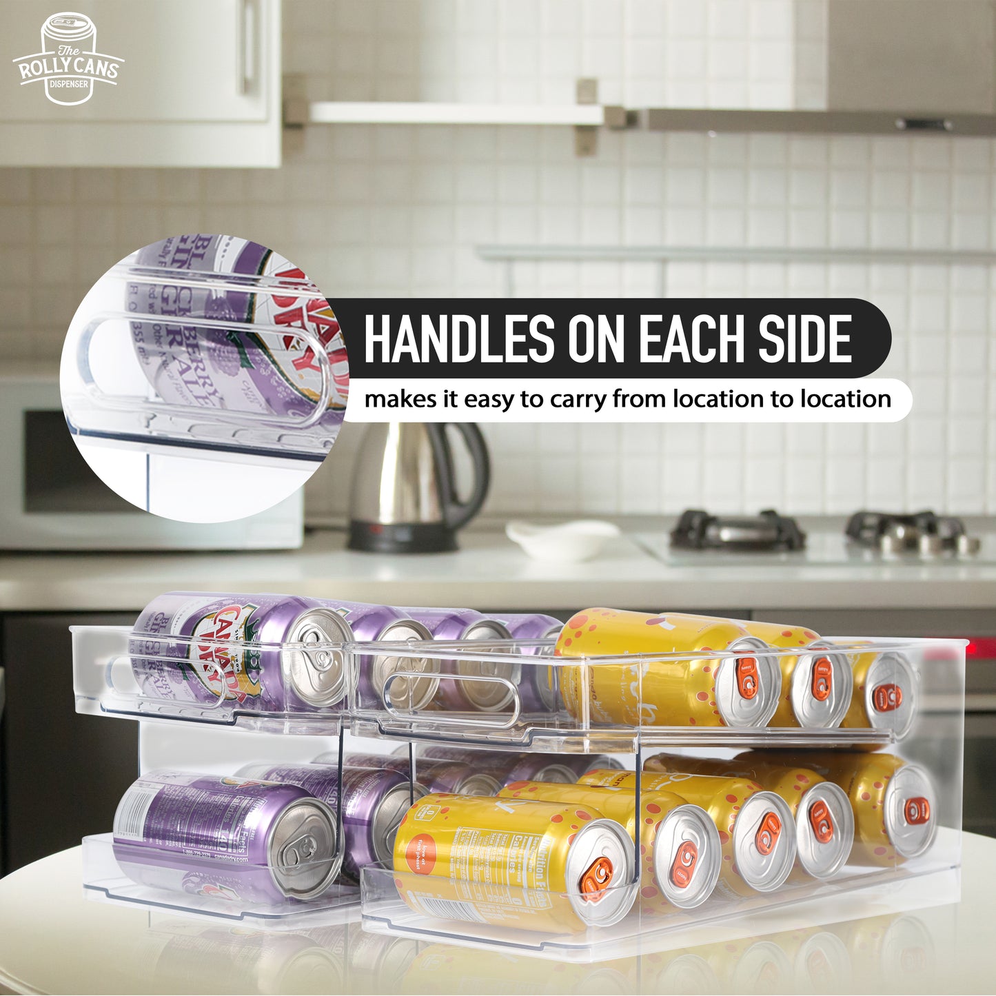 2-Pack Clear Can Organizer Bins for Fridge, Kitchen, Garage, Tabletop, Cabinet Storage